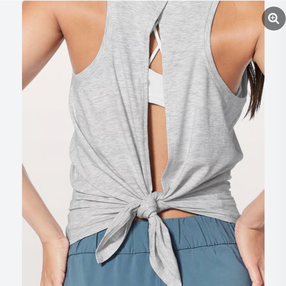 Lululemon All Tied Up Light Gray Open Back Tie Tank Top Casual Top Size 0